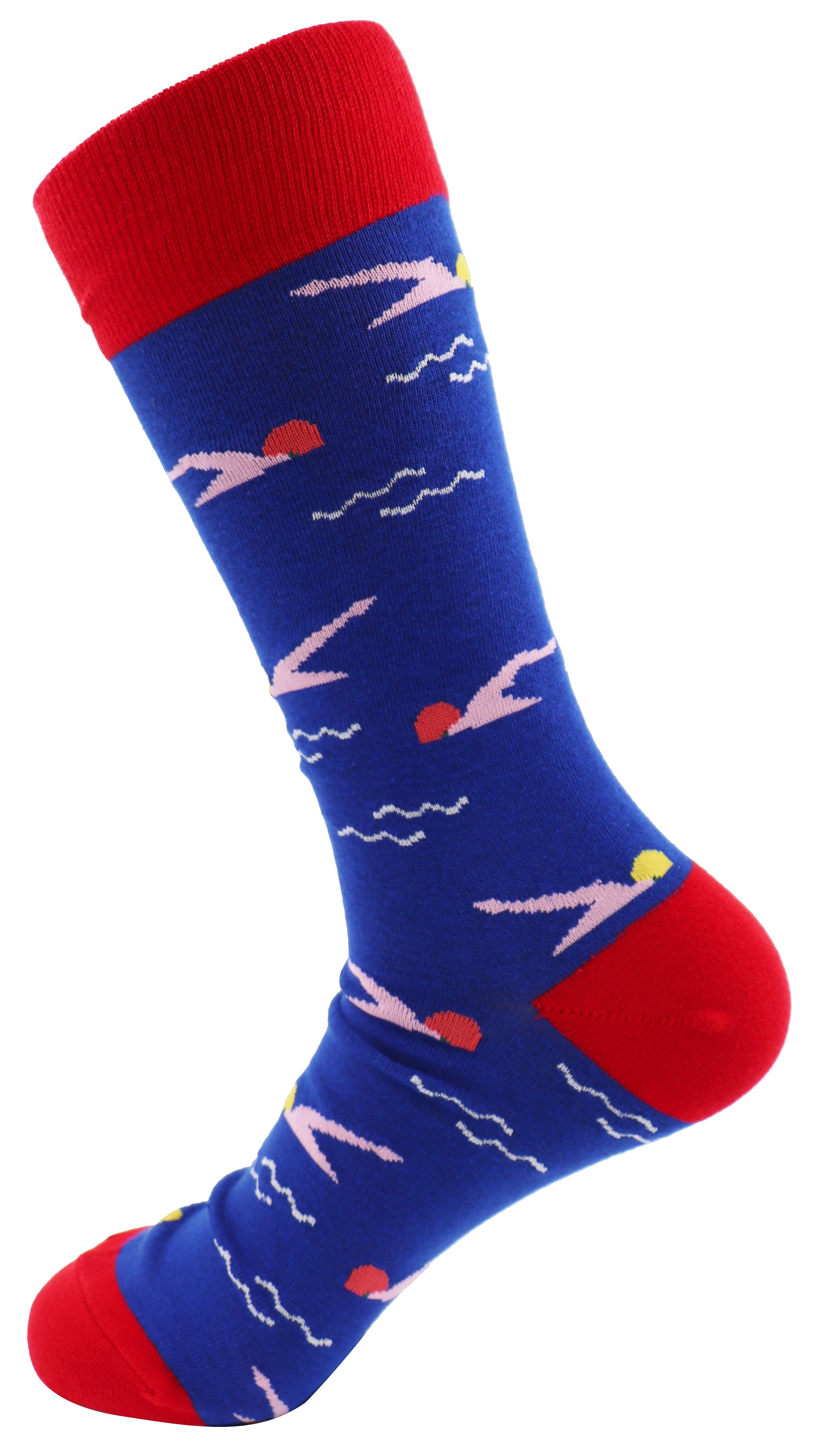 SoXcellent - Swimmers Unisex Fun Casual Pattern Socks - Red Blue