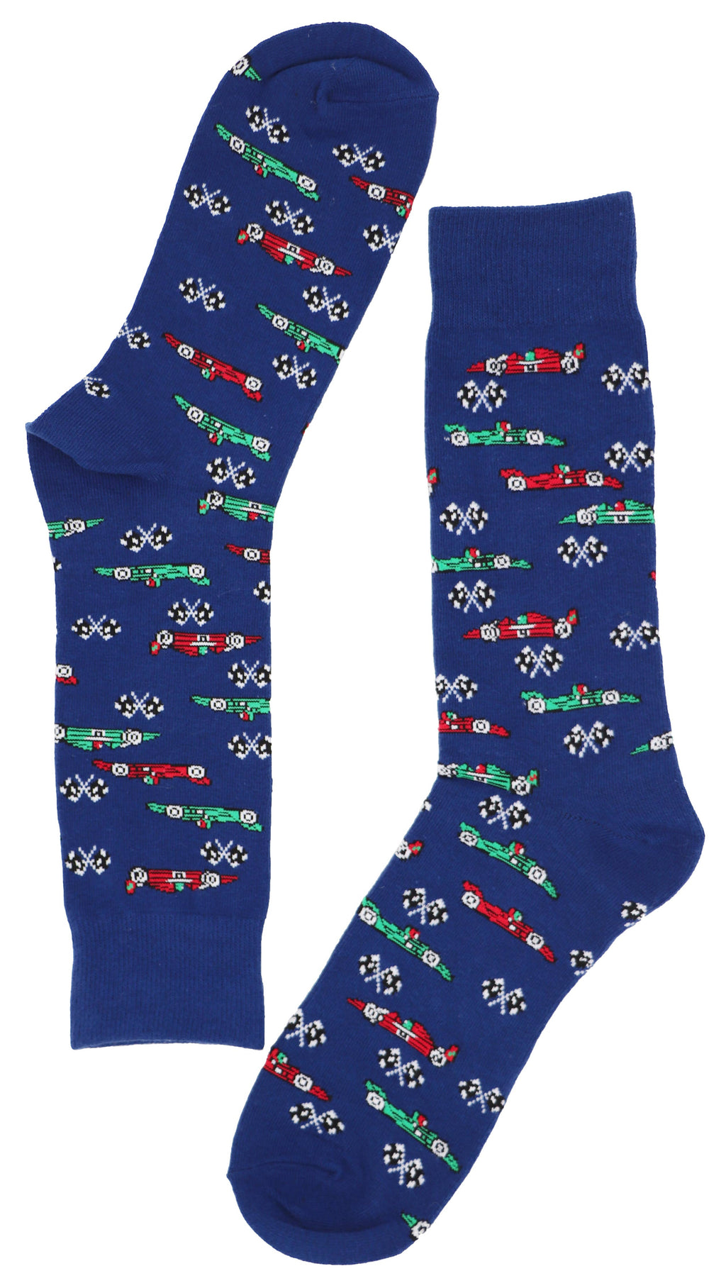 SoXcellent - Racing Cars Flags Unisex Fun Crew Novelty Funny Socks - M