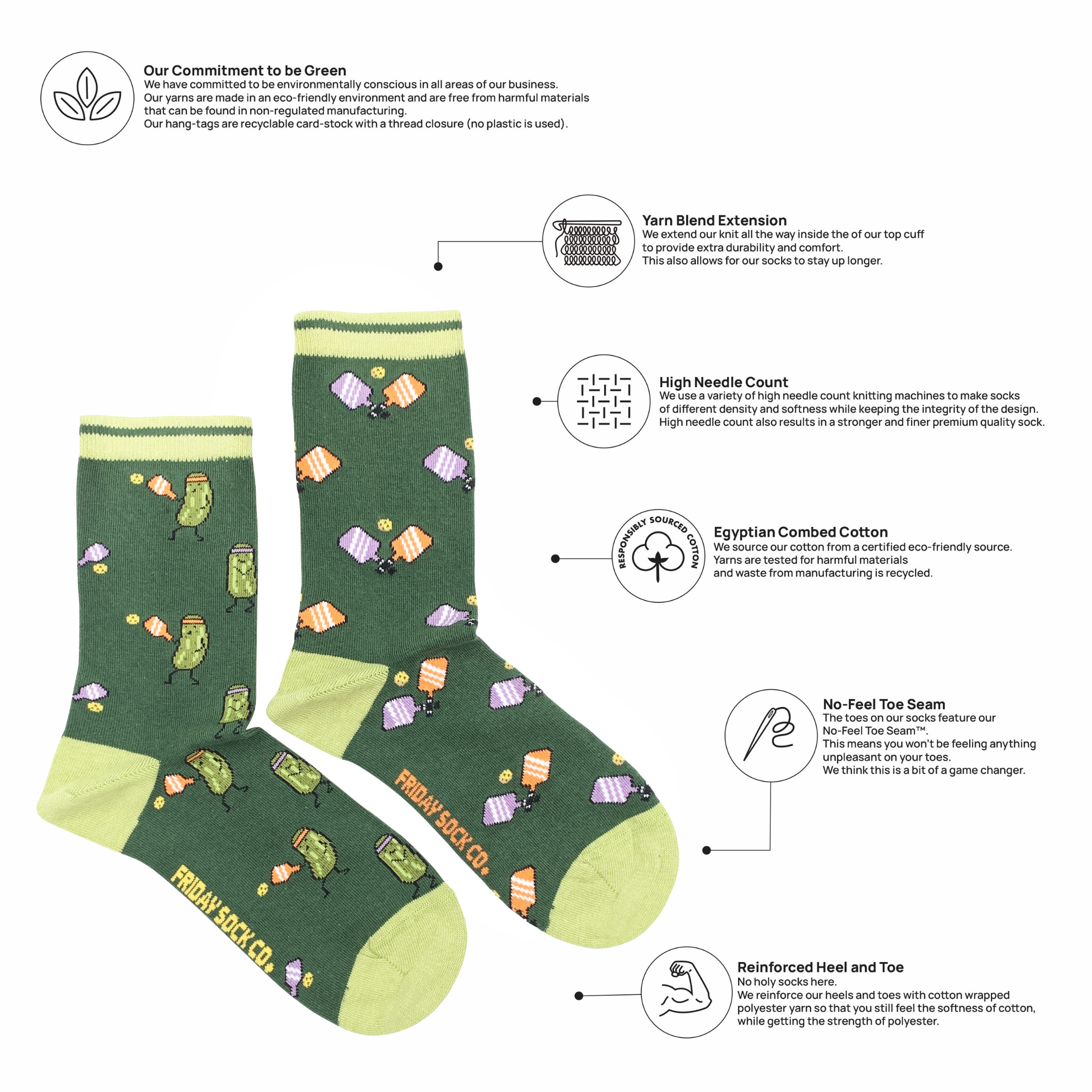 Friday Sock Co. - Women's Pickleball Crew Socks - Sporty Gift for Mother's Day