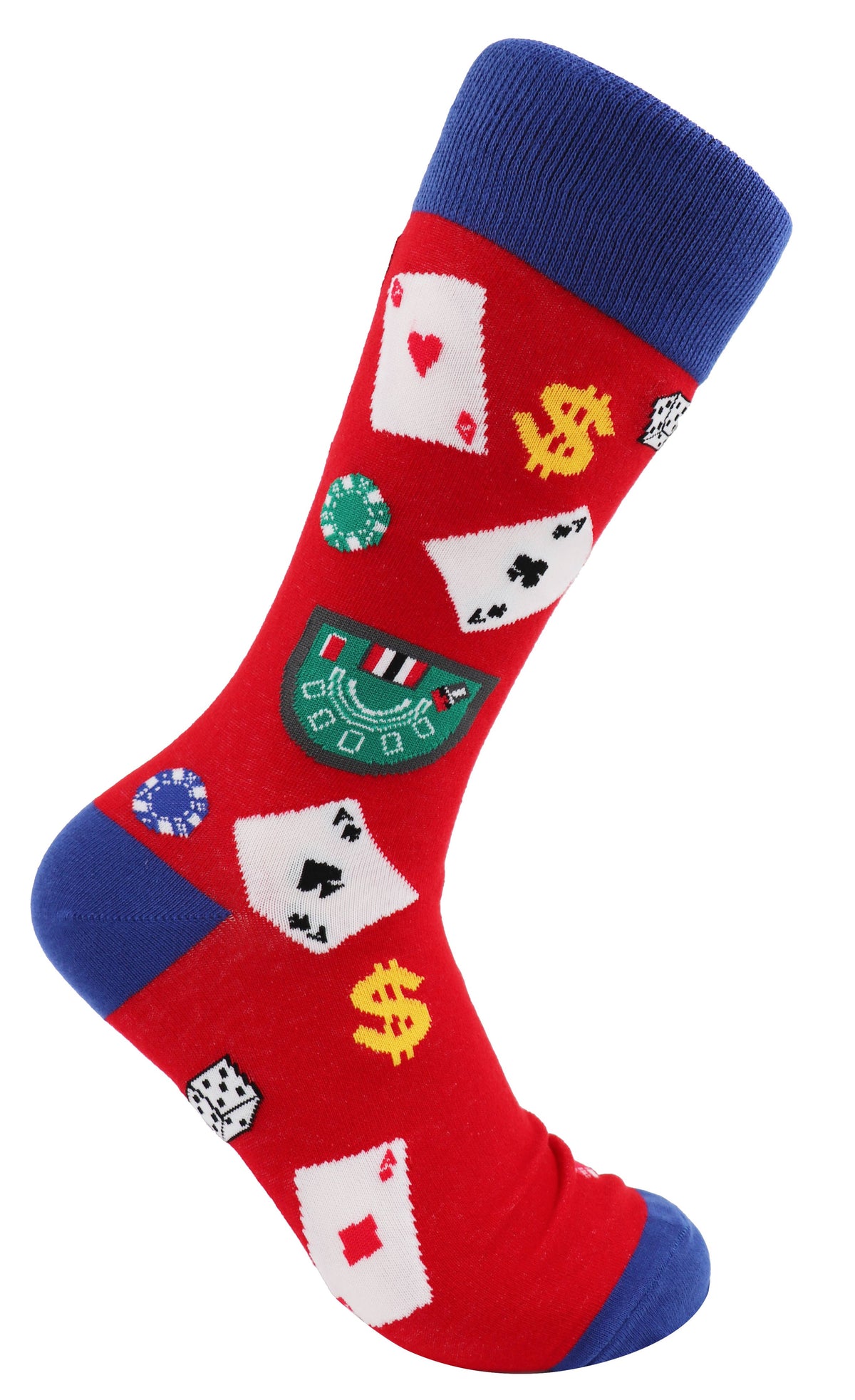 SoXcellent - Casino Play Card Dollar Dice Unisex Novelty Socks - M