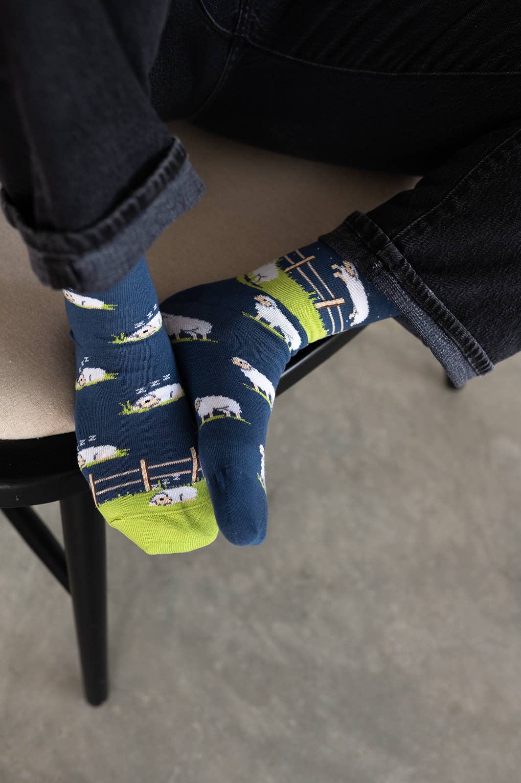 Friday Sock Co. - Women's Jumping Sheep Crew Socks - Colorful & Patterned
