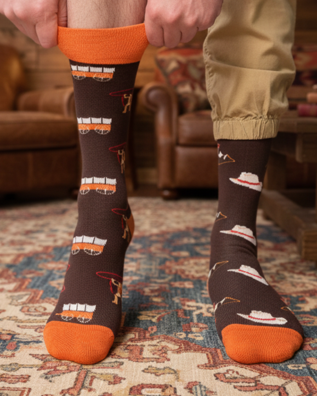Friday Sock Co. - Men's Retro Rodeo Mid-Calf Socks - Western Fun Pattern