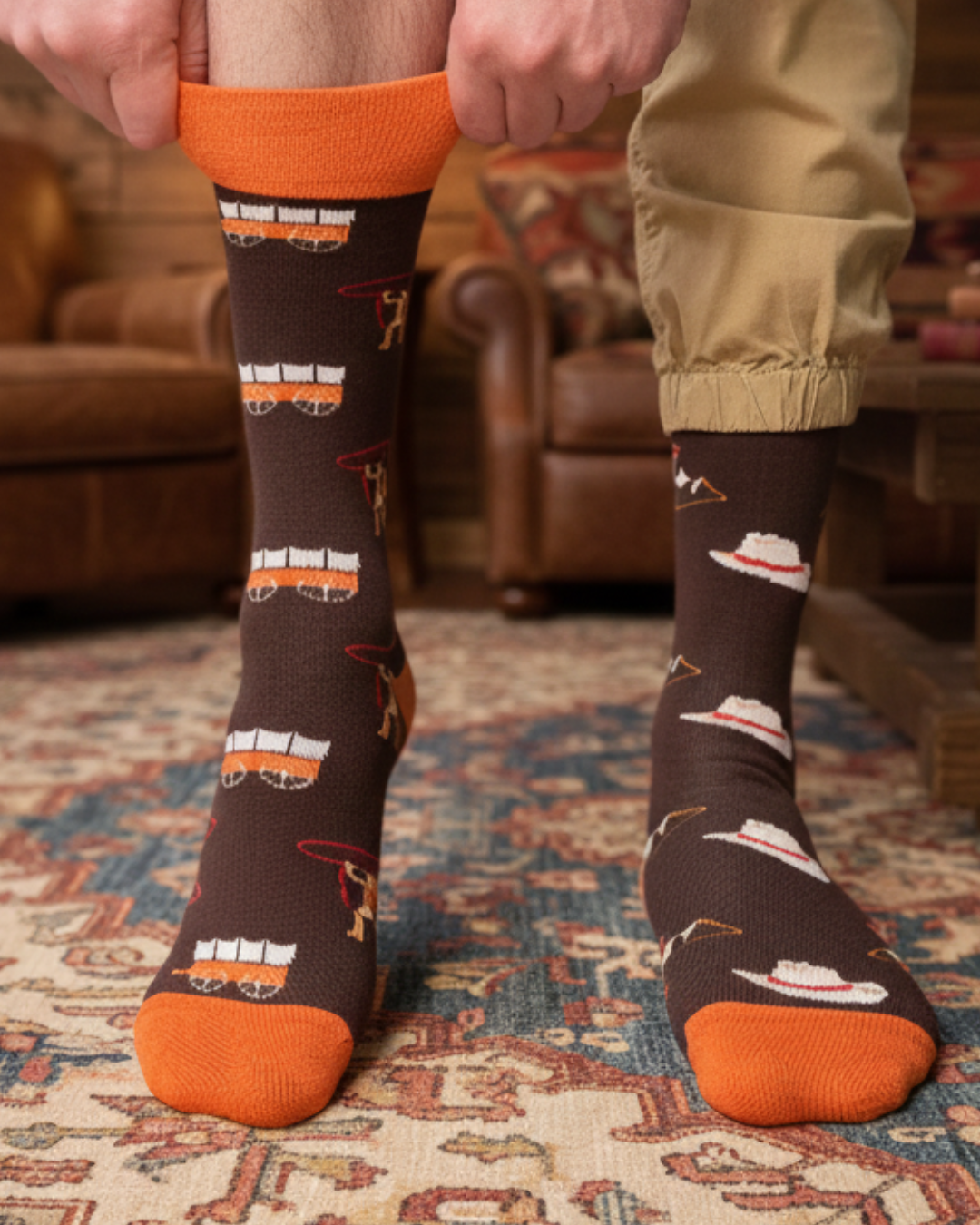 Friday Sock Co. - Men's Retro Rodeo Mid-Calf Socks - Western Fun Pattern