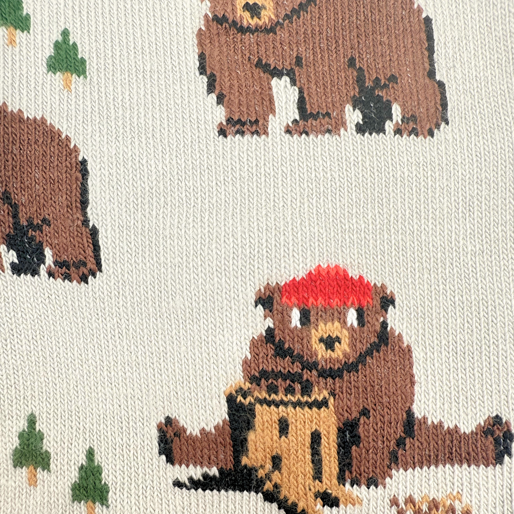 Friday Sock Co. - Women's Bear in Hat and Trees Crew Socks - Cute Gift for Mom