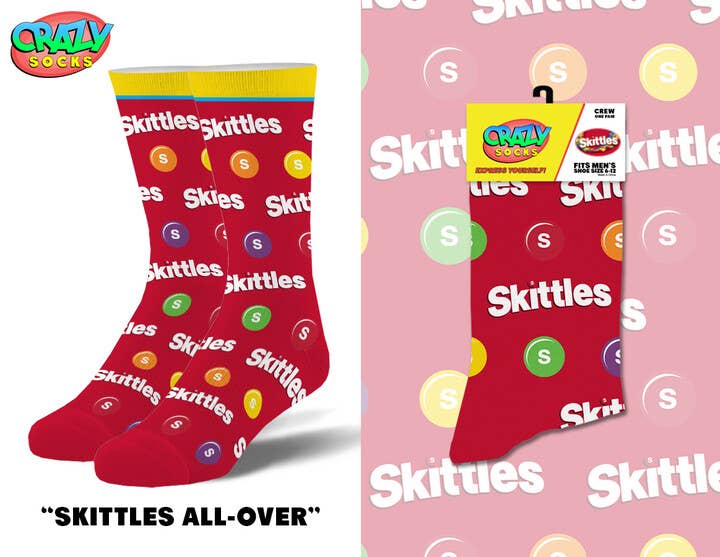 Crazy Socks - Skittles All Over - Mens Crew Folded