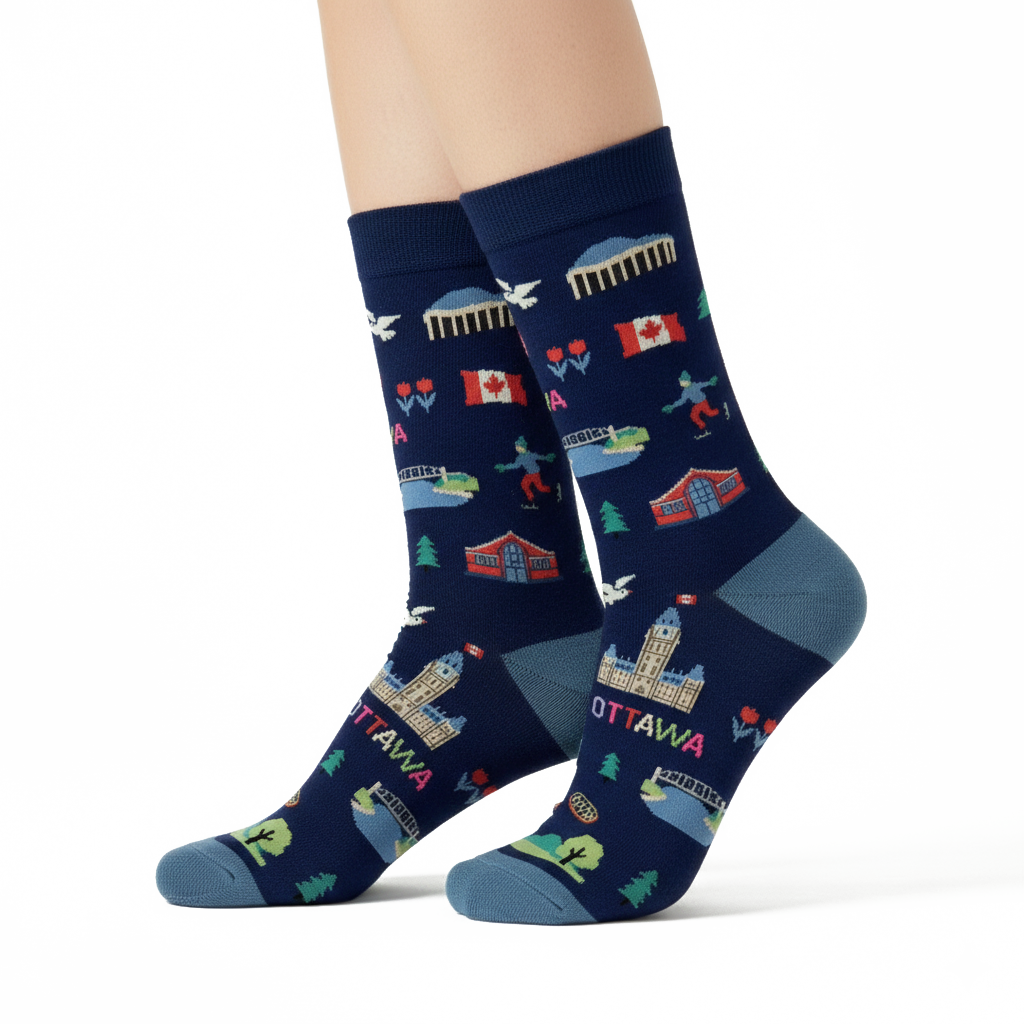 Northern Icons Canada - MEN-Ottawa Canada Landmark Graphic Crew Socks