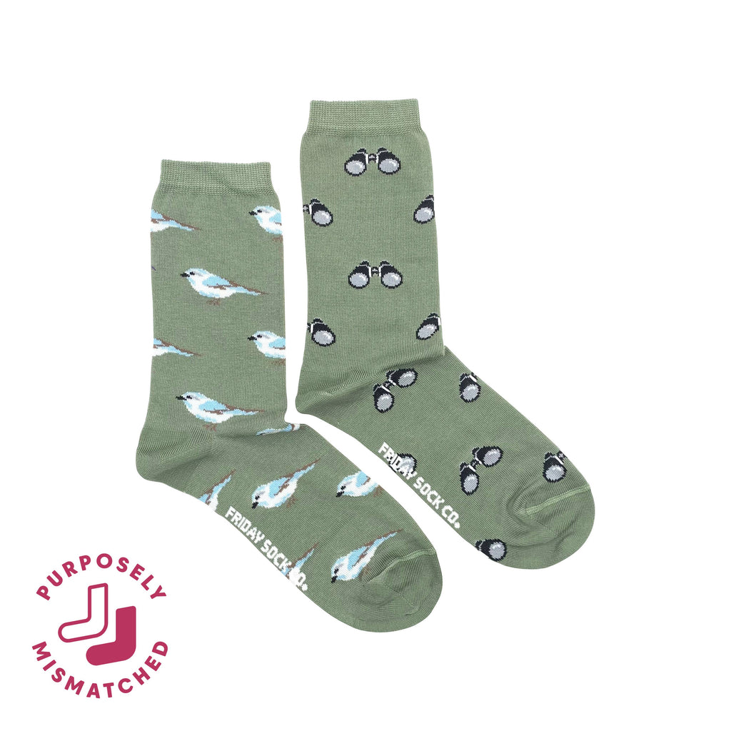 Friday Sock Co. - Women's Bird Watching Crew Socks - Non-Matching Pair