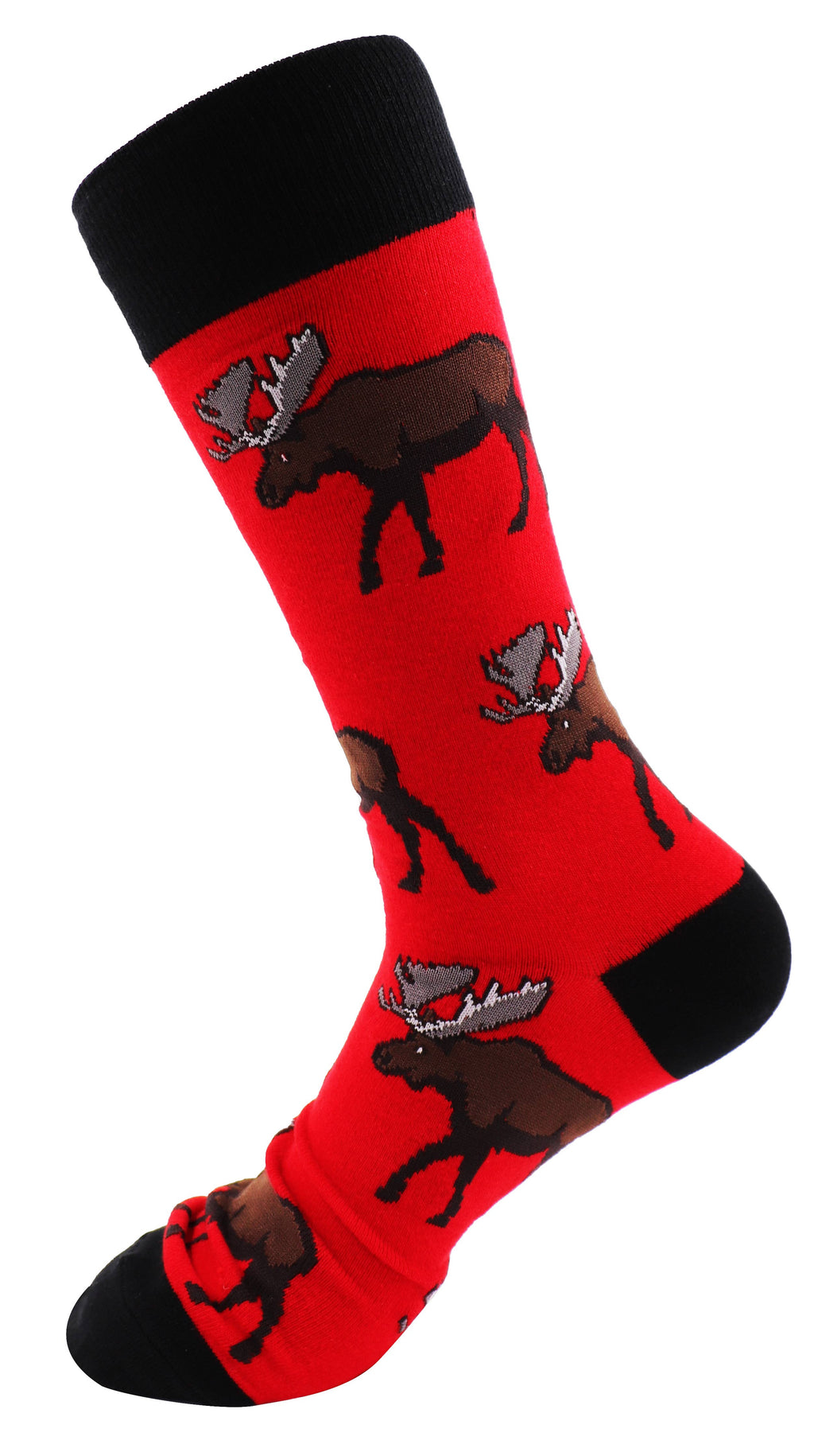 SoXcellent - Moose Unisex Fun Crew Novelty Funny Socks - M
