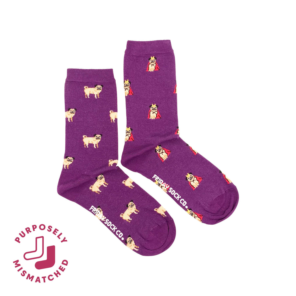 Friday Sock Co. - Women's Pug Crew Socks - Soft Everyday Comfort