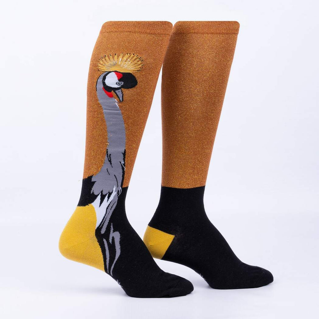 Sock it to Me - Knee High Sock: Crowned Crane