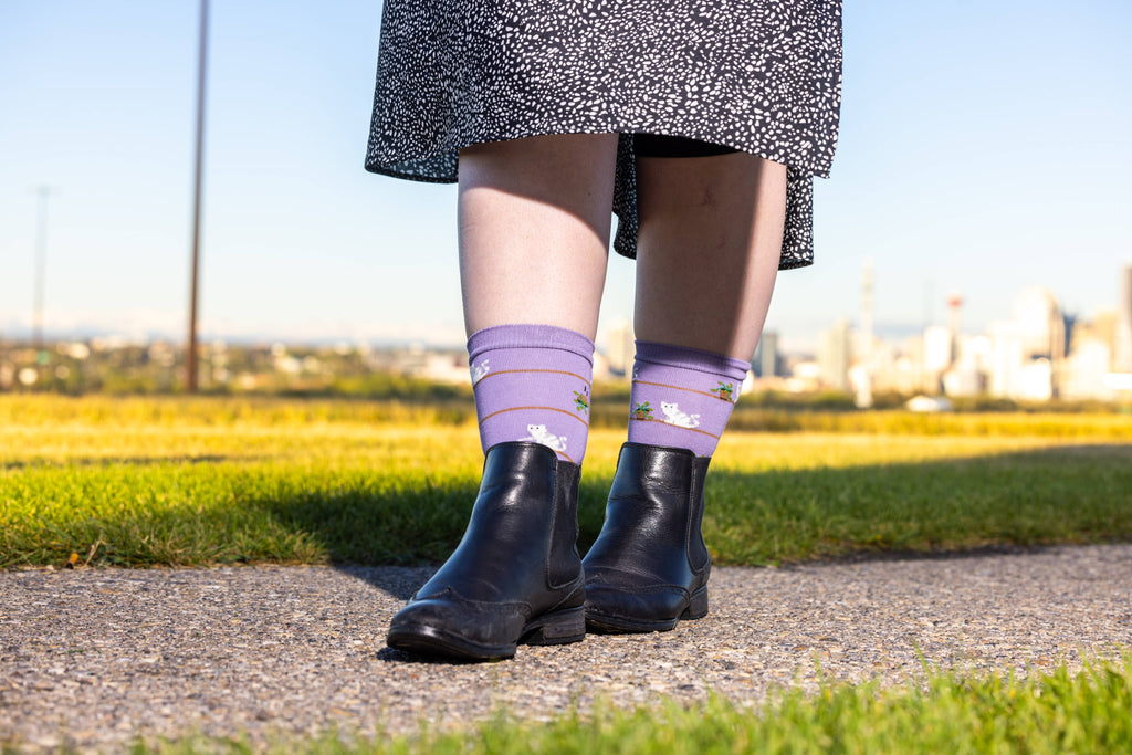 Friday Sock Co. - Women's Cat & Plant Crew Socks - Funny Pet Lover Gift