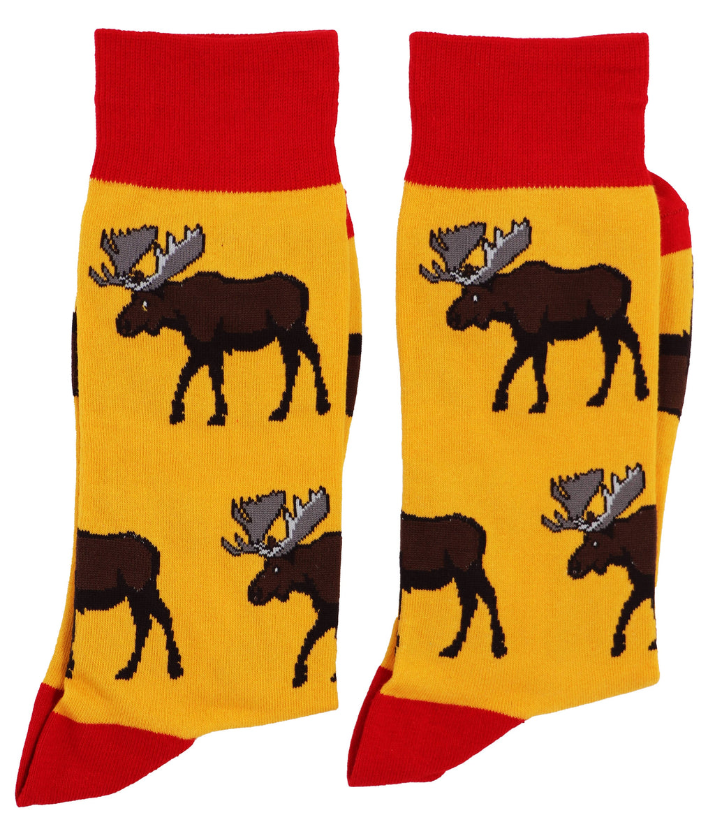 SoXcellent - Moose Unisex Fun Crew Novelty Funny Socks - M