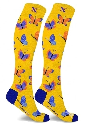 Extreme Fit - Novelty COMPRESSION Socks - BUTTERFLIES- Small/Medium