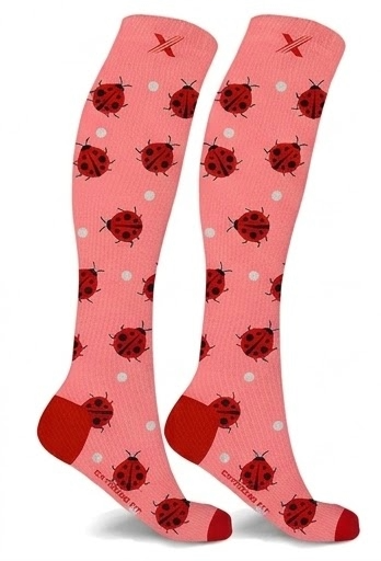 Extreme Fit - Novelty COMPRESSION Socks - LADYBUGS - Small/Medium