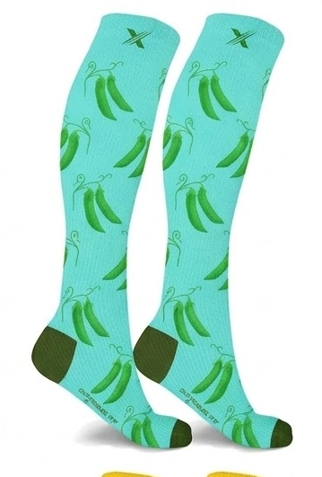 Extreme Fit - Novelty COMPRESSION Socks - PEAS - Small/Medium