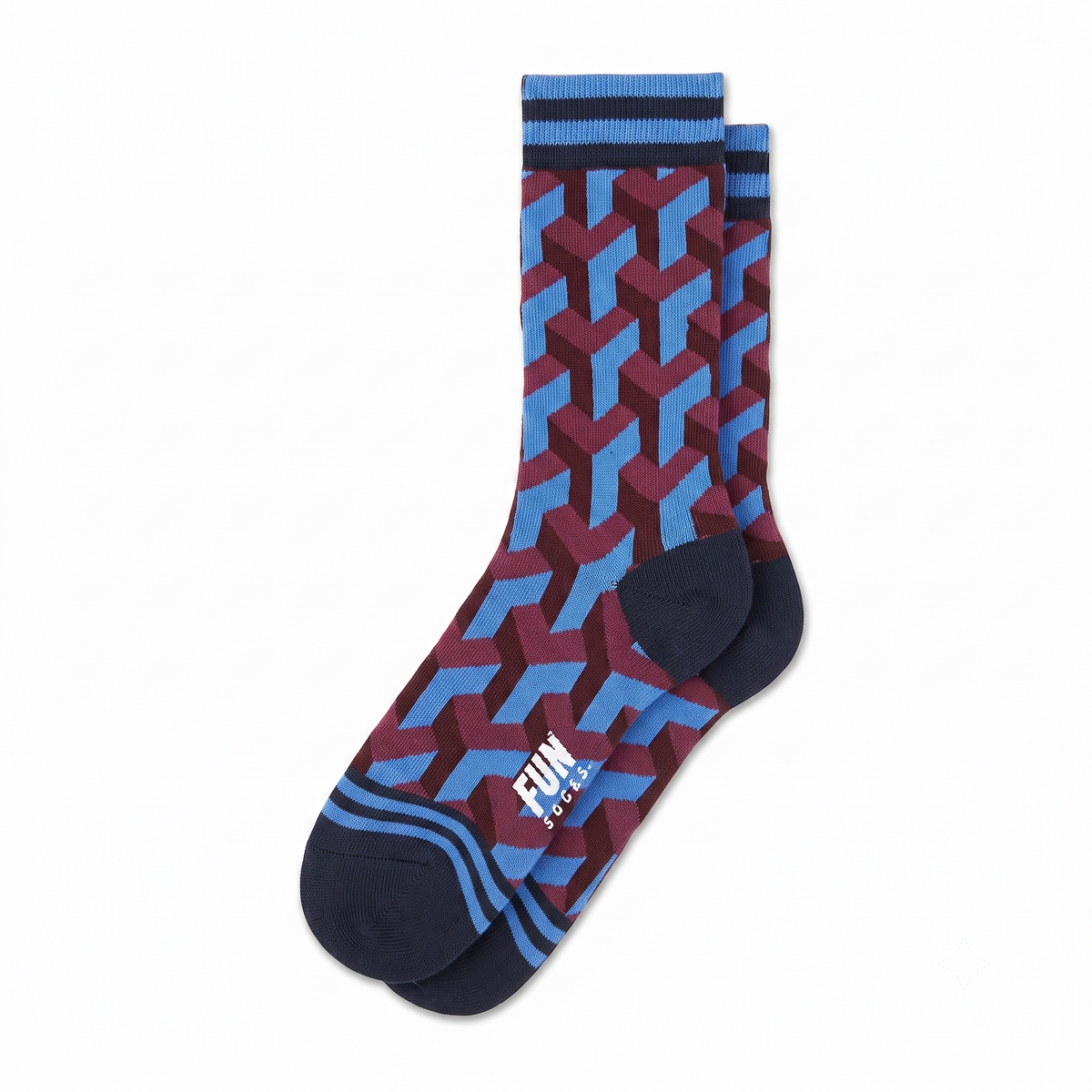 FUN Socks - Women's - GEO Blue Purple Crew Socks