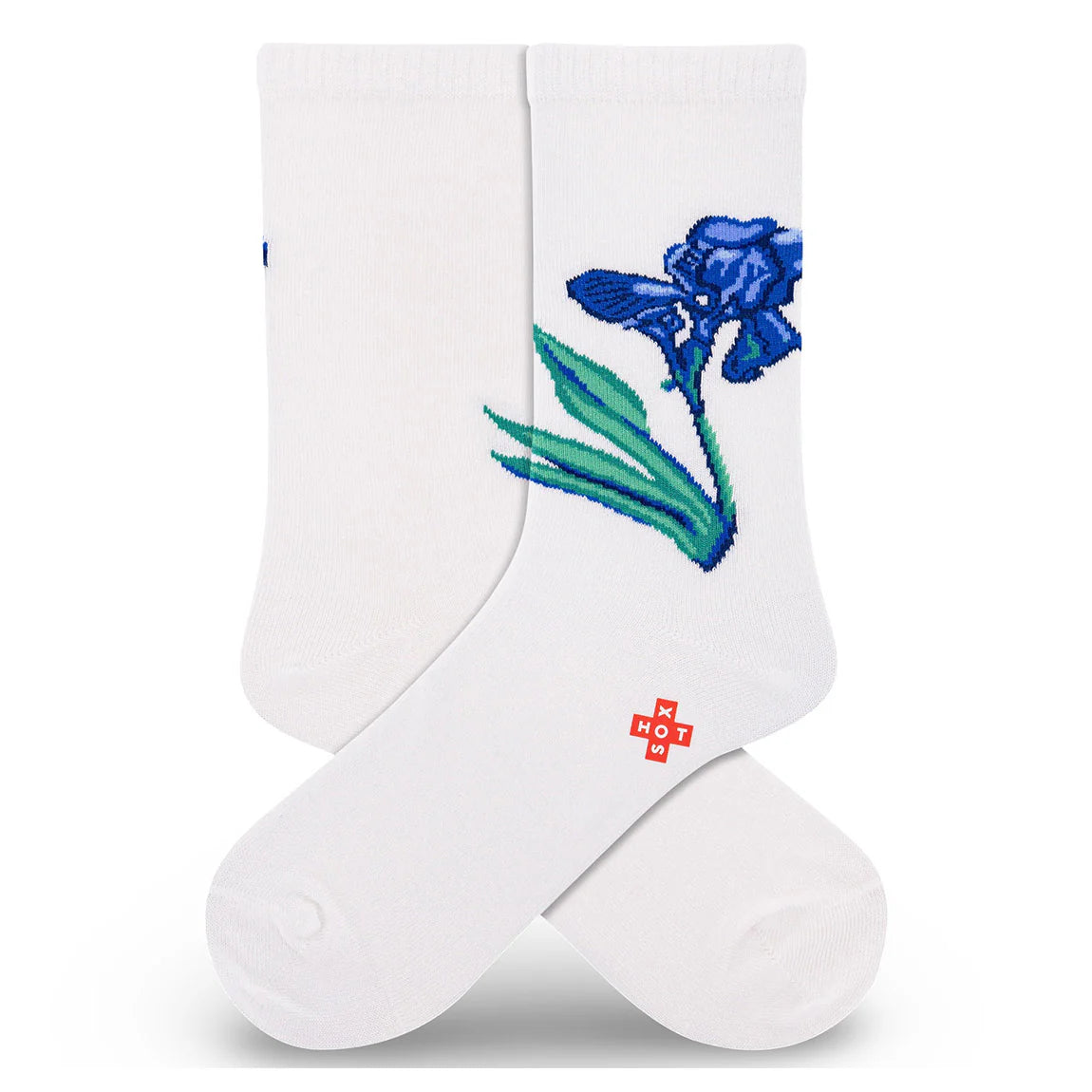 Hot Sox - Women - Artist Series - Van Gogh's IRISES WHITE Crew Socks