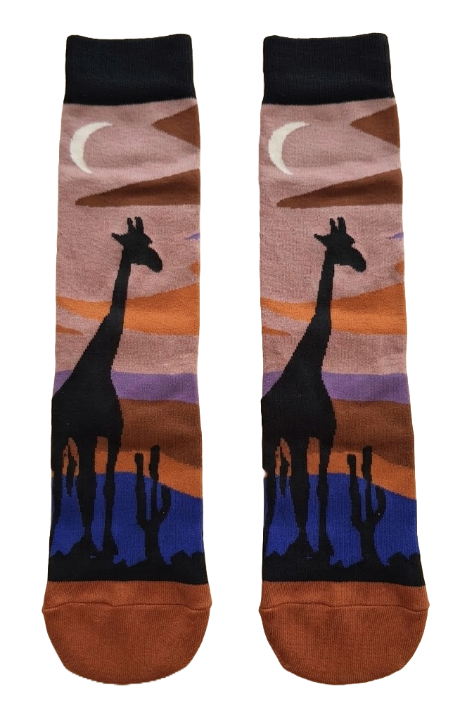 Imagine Imports - Ladies Cotton Dress Socks - SAFARI GIRAFFE