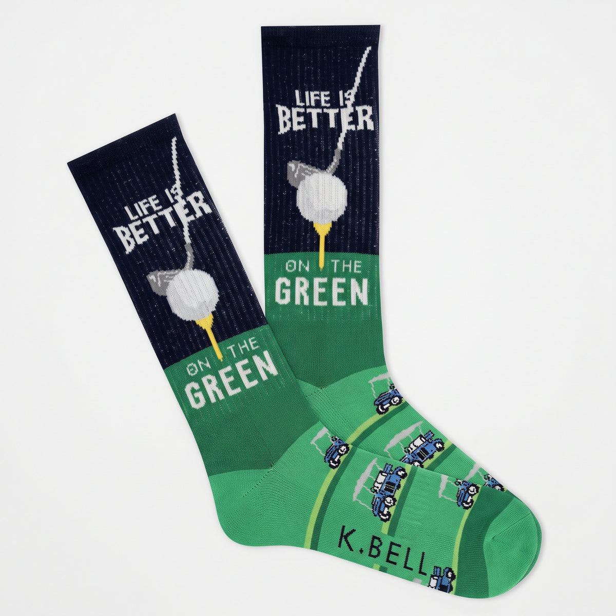 K-BELL- Men's - LIFE IS BETTER ON THE GREEN Crew Socks