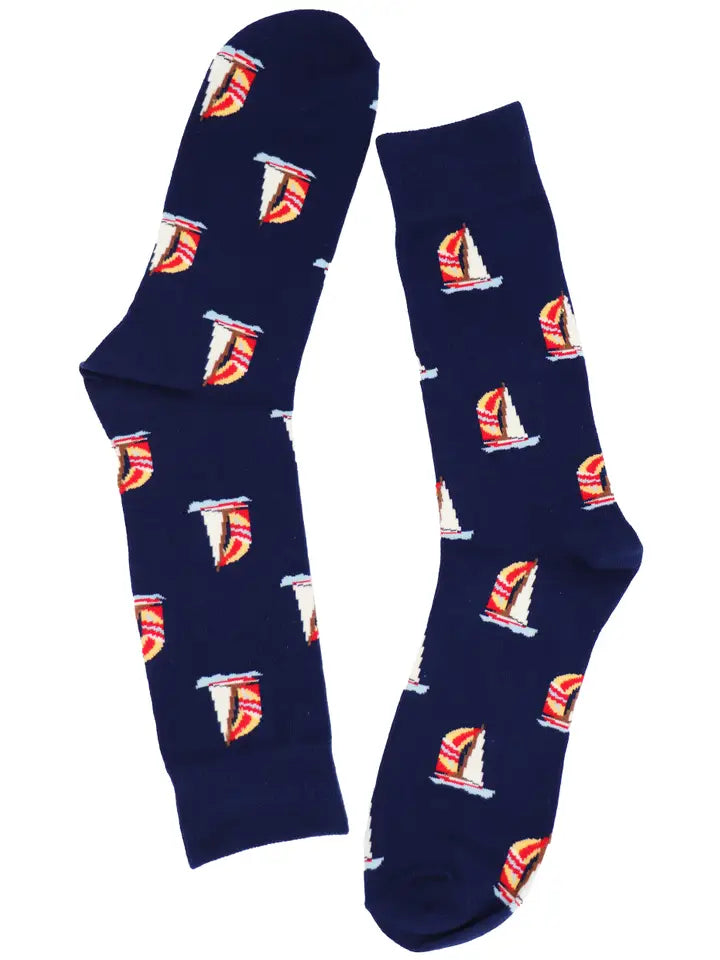 SoXcellent - Sailing Boat Midnight Blue Unisex Crew Novelty Socks