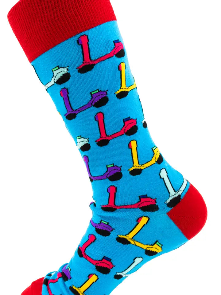 SoXcellent - Scooter Colorful Unisex Crew Novelty Funny Socks