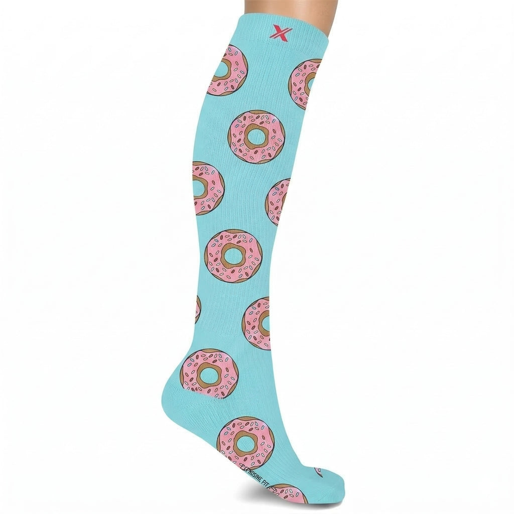 Extreme Fit - NOVELTY COLLECTION COMPRESSION SOCKS - Donuts in Green - Small/Medium