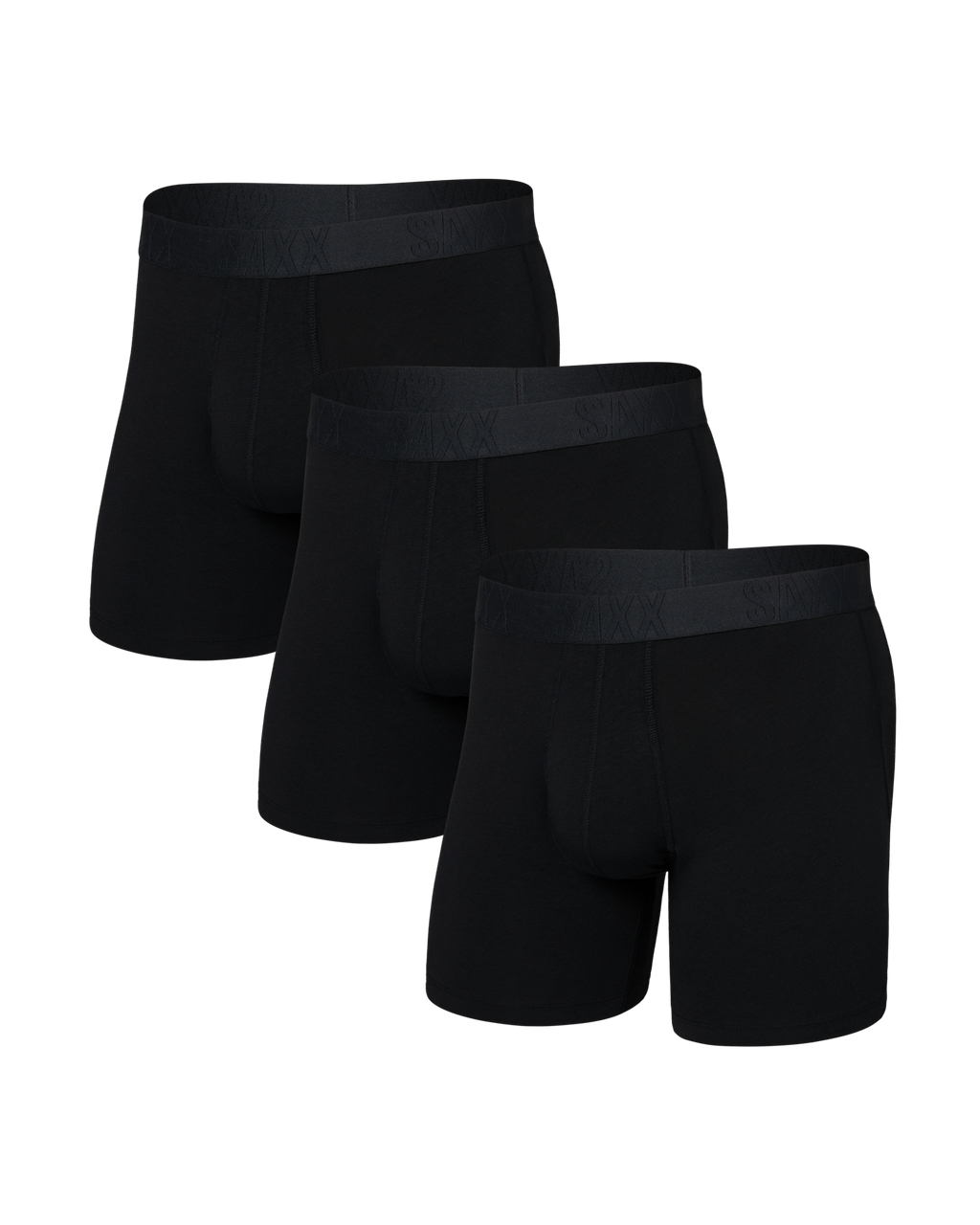 SAXX - DROPTEMP COOLING  COTTON BOXER BRIEF FLY 6" 3PK - BLK