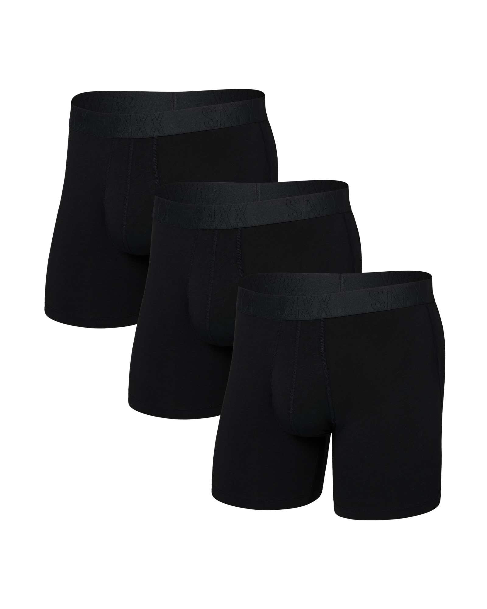 SAXX - DROPTEMP COOLING  COTTON BOXER BRIEF FLY 6" 3PK - BLK