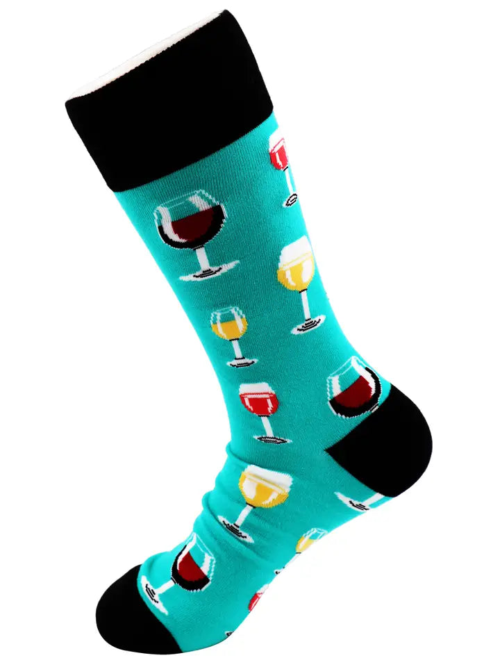 SoXcellent -  Wine Glass Unisex Fun Dress Casual Pattern Funny Socks